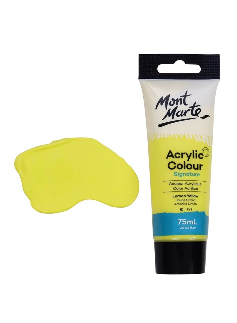Mont Marte Signature Acrylic Colour Paint Tube 75ml Content Lemon Yellow - Image 3