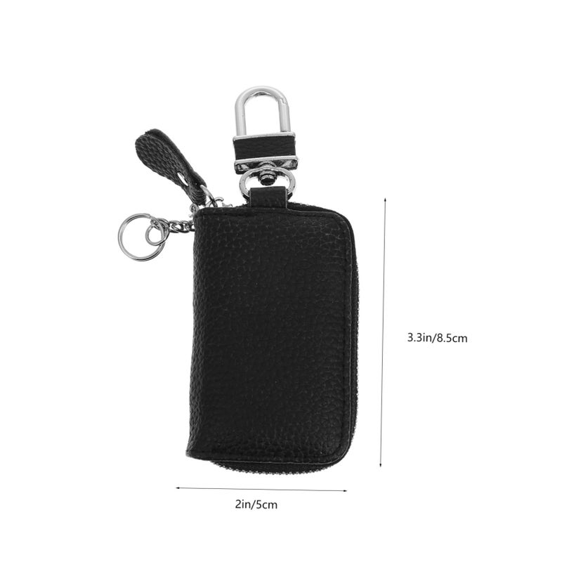 Leather Car Key Holder Zipper Bag Signal Free Safe Storage Fob Case Black - Image 3