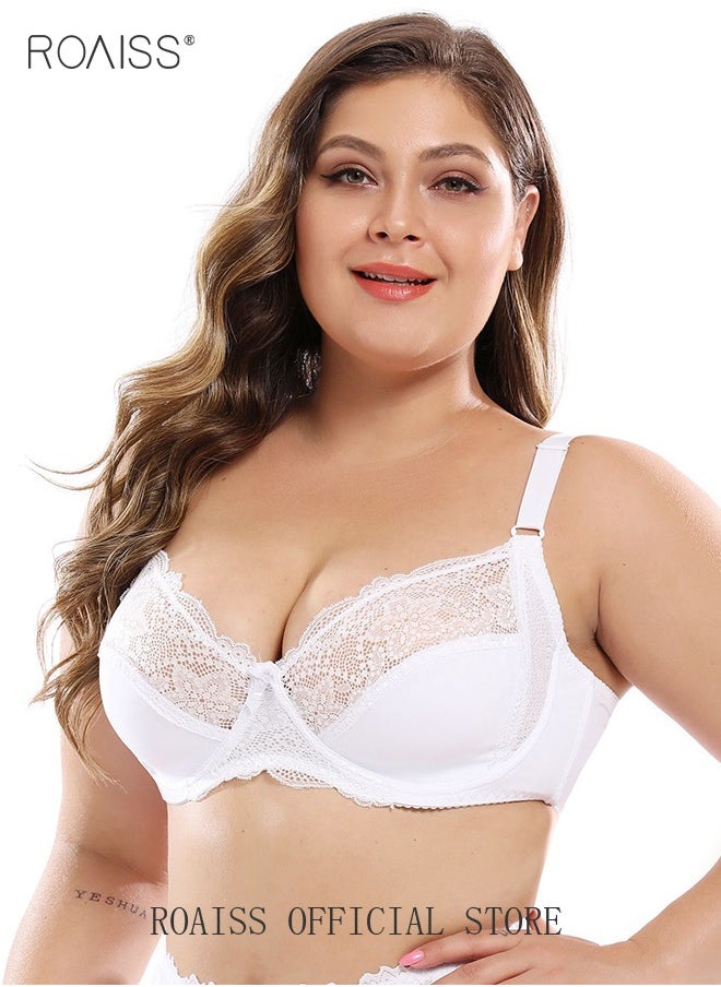 roaiss Plus Size Women's  Bra Push Up Daily Underwire Ultra Thin Three-Quarter Cup Bras Leisure Comfort Soft Breathable Underwear Lingerie  - Image 2
