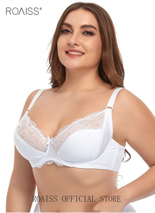 roaiss Plus Size Women's  Bra Push Up Daily Underwire Ultra Thin Three-Quarter Cup Bras Leisure Comfort Soft Breathable Underwear Lingerie  - Image 1