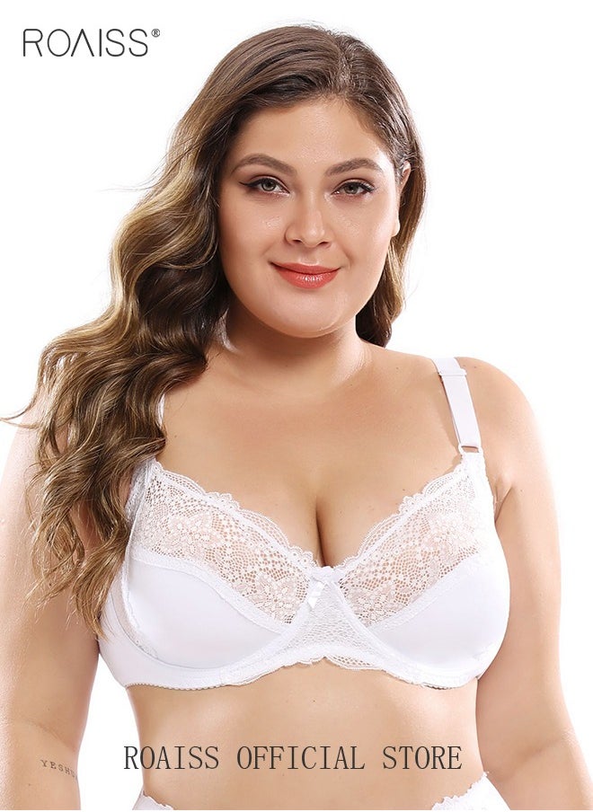 roaiss Plus Size Women's  Bra Push Up Daily Underwire Ultra Thin Three-Quarter Cup Bras Leisure Comfort Soft Breathable Underwear Lingerie  - Image 3