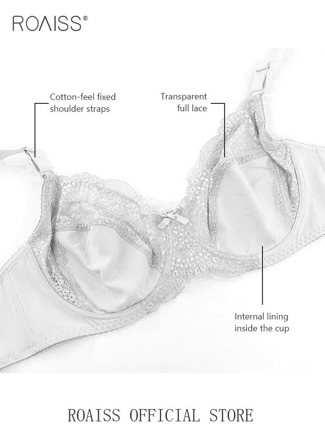roaiss Plus Size Women's  Bra Push Up Daily Underwire Ultra Thin Three-Quarter Cup Bras Leisure Comfort Soft Breathable Underwear Lingerie  - Image 5