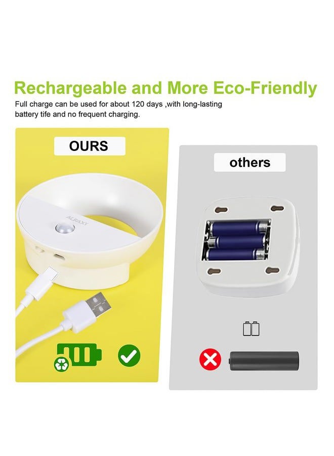 AURAXY Rechargeable Battery Night Light, Motion Sensor Night Light, LED Warm White Magnetic Stick-on Motion Sensored Hallway Light, with Dusk to Dawn Sensor for Stairs, Wall, Closet, Cabinet (3 Pack) - Image 3