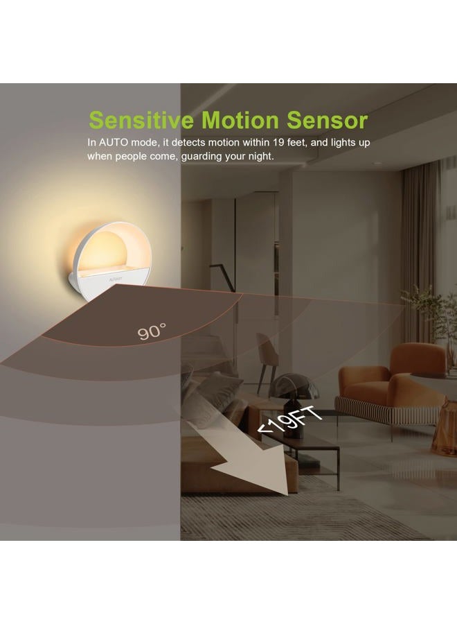 AURAXY Rechargeable Battery Night Light, Motion Sensor Night Light, LED Warm White Magnetic Stick-on Motion Sensored Hallway Light, with Dusk to Dawn Sensor for Stairs, Wall, Closet, Cabinet (3 Pack) - Image 2