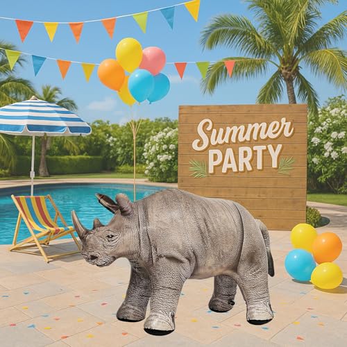 Jet Creations Inflatable Rhino Toy – 38" Long, 18.5" Tall Realistic Light Gray Safari Animal for Party Decor, Birthday Gift, Wildlife Display, Pool Fun, Photo Prop – 1 Piece - Image 5