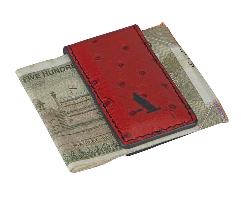Adamis Slim Leather Money Clip and Card Holder for Men and Women W362 Red - Image 1