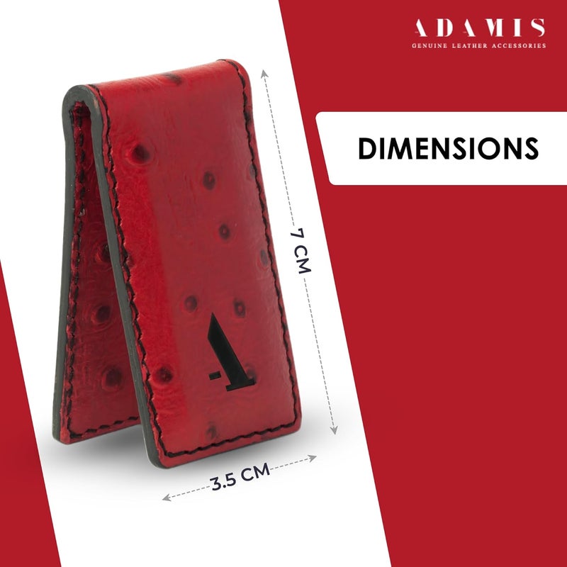 Adamis Slim Leather Money Clip and Card Holder for Men and Women W362 Red - Image 3