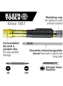 Klein Tools 32613 Multi Bit Screwdriver Precision Hvac 3 Inch 1 Pocket Screwdriver With Phillips Slotted And Schrader Bits  - Image 2