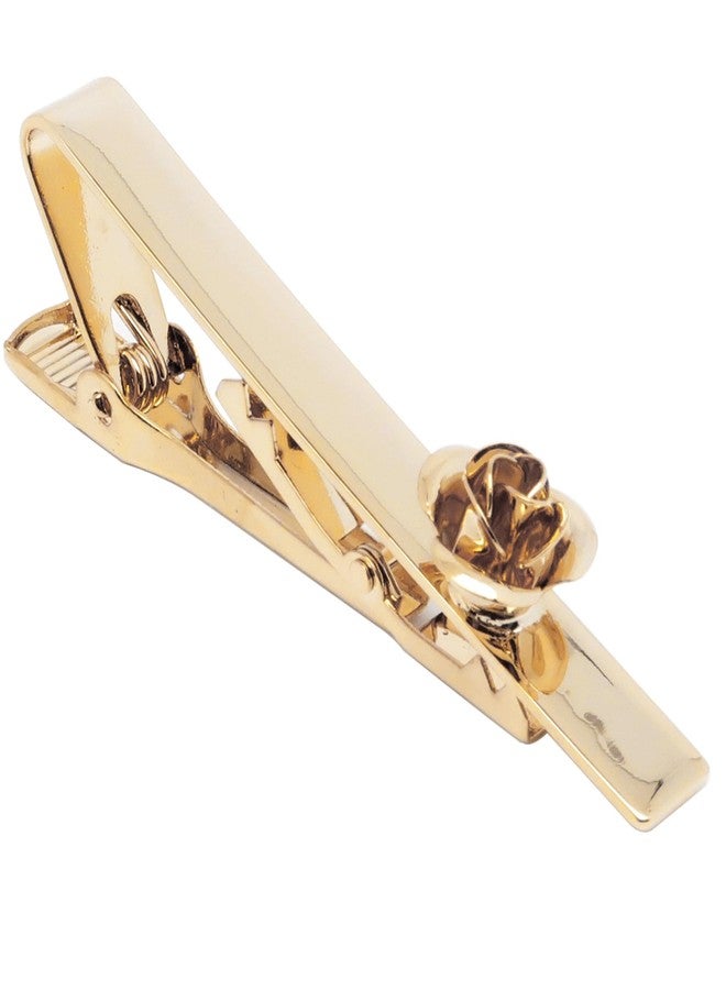 Jonwo Rose Flower Men's Tie Clip With Presentation Box - Tie Bar for Gentleman - Regular Necktie Clip for Daily Business, Anniversary, Wedding Occasions (14K Gold Plated) - Image 1