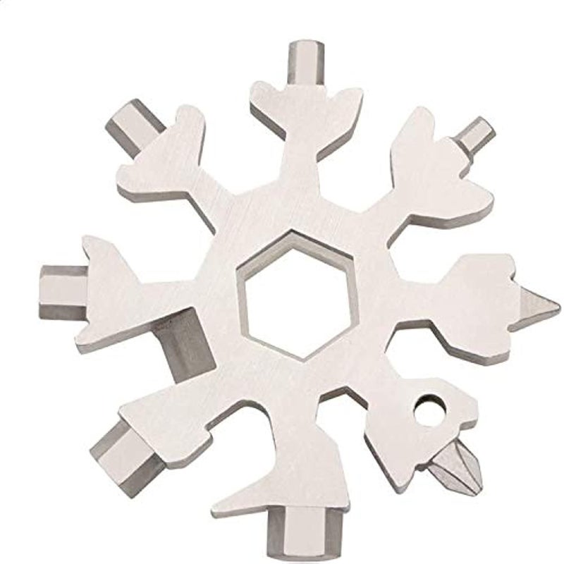 Generic 18 in 1 Stainless Stell Multi-Tool, Random Snowflake Multi-Tool Screwsdriver Can Bottle Opener Anti-Lost Key Chain Ourdoor Portable Incredible Tool for Men Christmas Gifts (Silver) - Image 1
