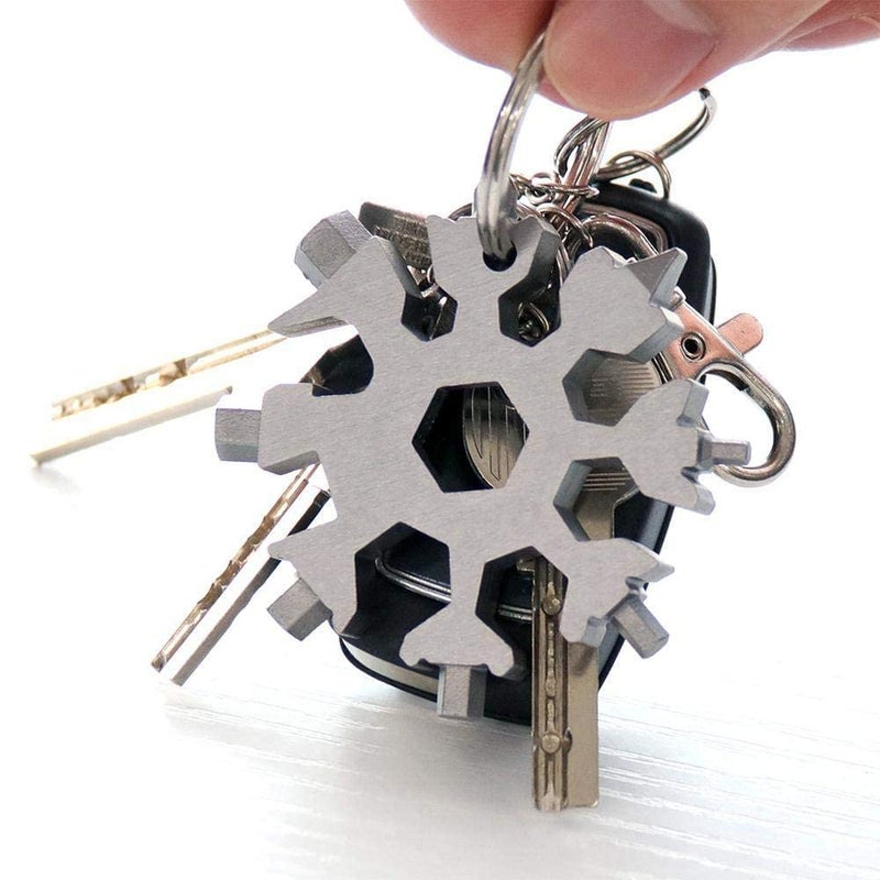 Generic 18 in 1 Stainless Stell Multi-Tool, Random Snowflake Multi-Tool Screwsdriver Can Bottle Opener Anti-Lost Key Chain Ourdoor Portable Incredible Tool for Men Christmas Gifts (Silver) - Image 2