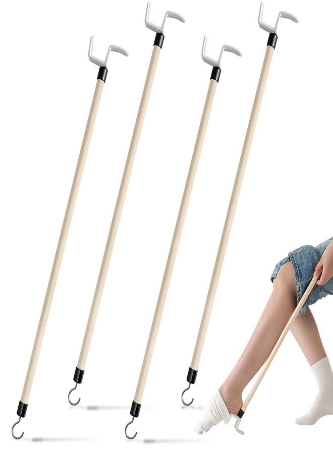 Geelin 4 Pcs 27'' Long Dressing Stick for Elderly Disabled Limited Mobility Dressing Aid for Pants Shoes Socks Shirts Daily Living Aid Hip Replacement Nursing Home Essential Items - Image 1