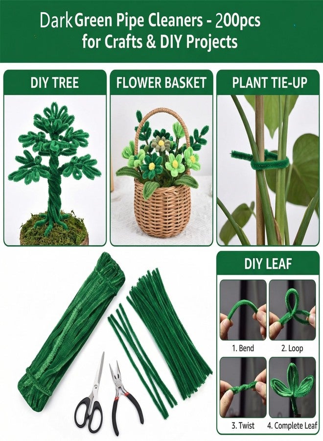 FAVORXTM Dark Green Pipe Cleaners Chenille Stems (200 Pack) for DIY Art Craft Decorations Creative (12 in x 0.24 in) - Image 4