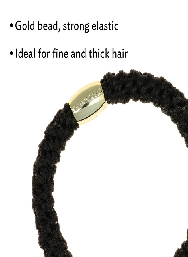 L. Erickson Black Hair Ties with Gold Bead for Thick Hair, Grab & Go Ponytail Holders, 8 Pack, Black | Gold Bead, Thick No-Crease Bands with Strong Hold, Damage-Free Design | L. Erickson - Image 4