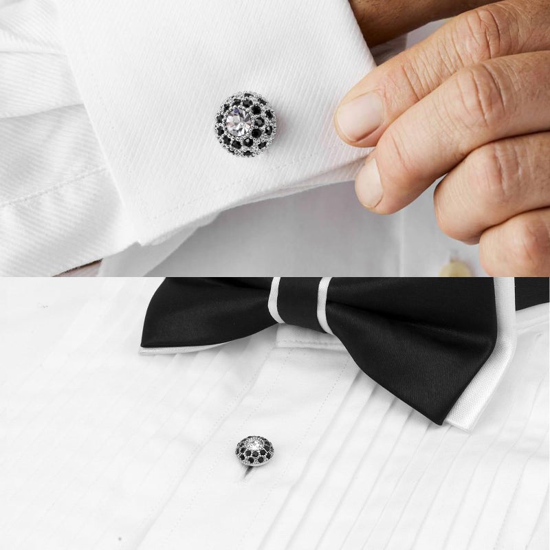 HAWSON Fancy Crystal Tuxedo Studs and Cufflinks for Men,Men's Tuxedo Shirt Accessories on Wedding Anniversary Formal Party Chrismas. - Image 3