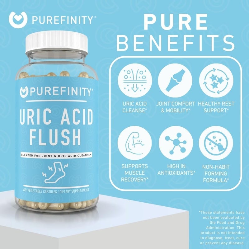 PUREFINITY Uric Acid Flush  Cleanse Capsules  Daily Joint Support for Adults with Tart Cherry Extract Turmeric Celery Seed Chanca Piedra and Bromelain 30 Count - Image 3