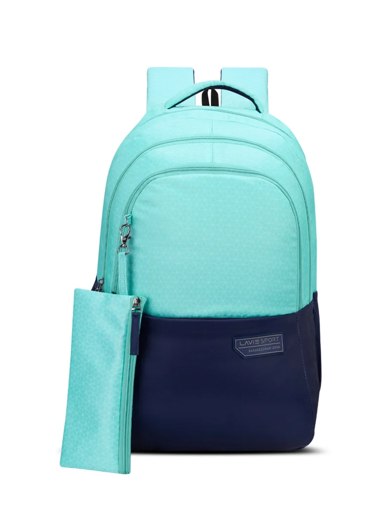 Sport 37L Akron Backpack | 19 inches | Laptop Compatiable | Raincover | Pencil Pouch |(M.Blue/L.Blue)