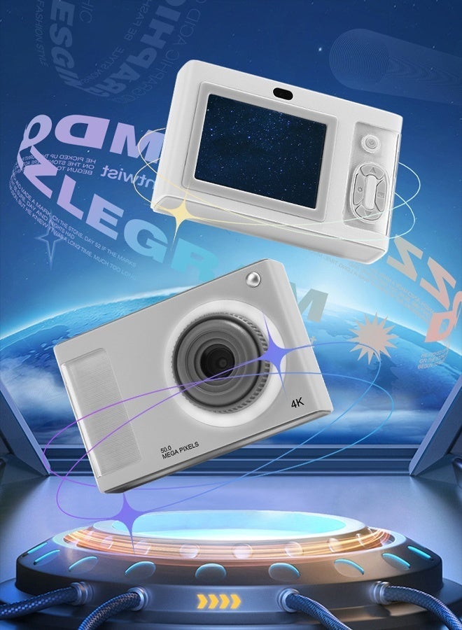 Arabest 4k CCD Digital Zoom Student Digital Camera 50MP Portable Digital Photography Camera Selfie Camera，Includes 64GB SD card, card reader, OTG adapter and gift box. - Image 2