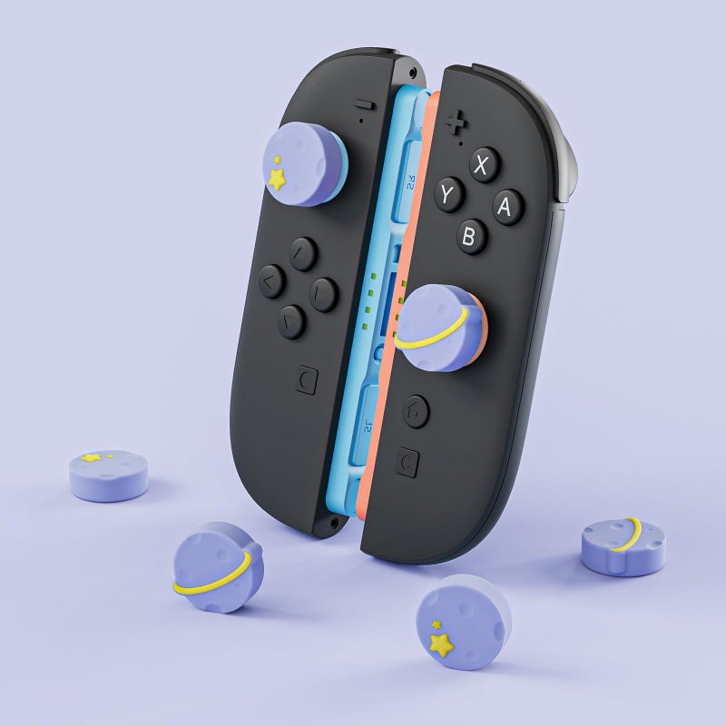 GeekShare Silicone Joystick Thumb Grip Caps Compatible with Nintendo Switch 2025, Soft Joystick Cover Caps for Switch 2, 4PCS - Purple Planet - Image 4