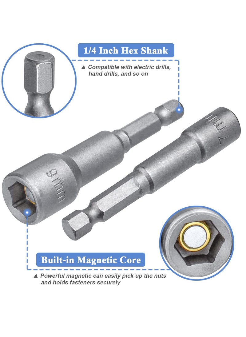 ABBASALI 3Pcs Magnetic Nut Setter Set Metric 1/4" Hex Shank Impact Nut Driver Bits Hex Nut Setters Bit Set for Impact Driver Drills (14mm)  - Image 2
