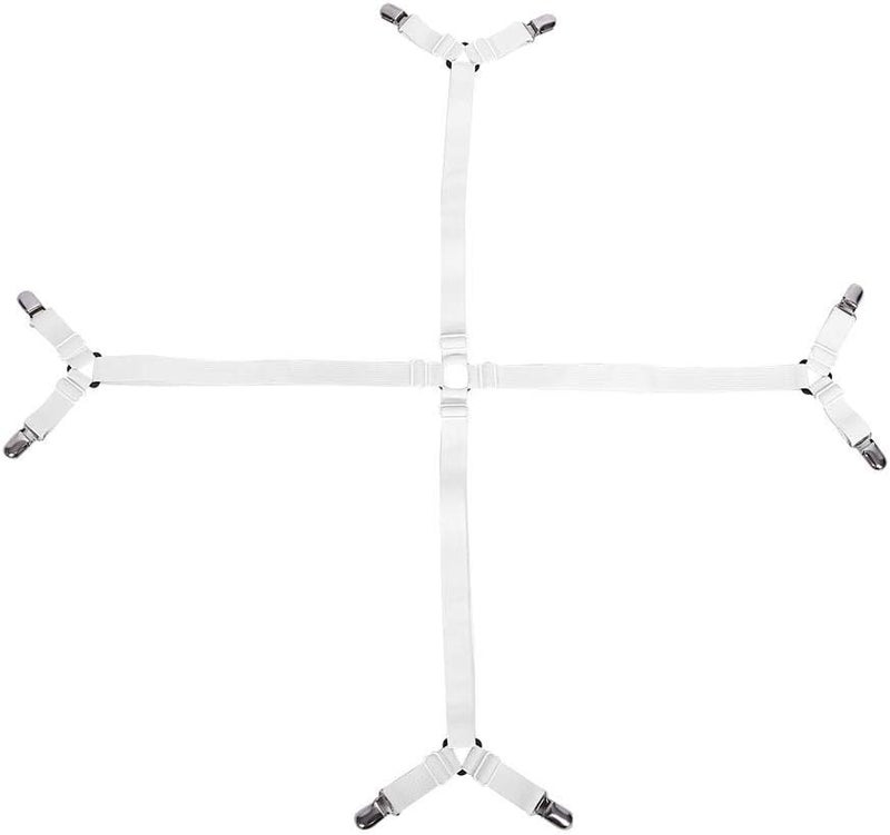 klarako 2 Colors Elastic Adjustable Sheet Clips, Bed Straps, Fasten Bed Mattress for Bedding Mattress Bed Mattress Pad Tablecloths(White) - Image 2