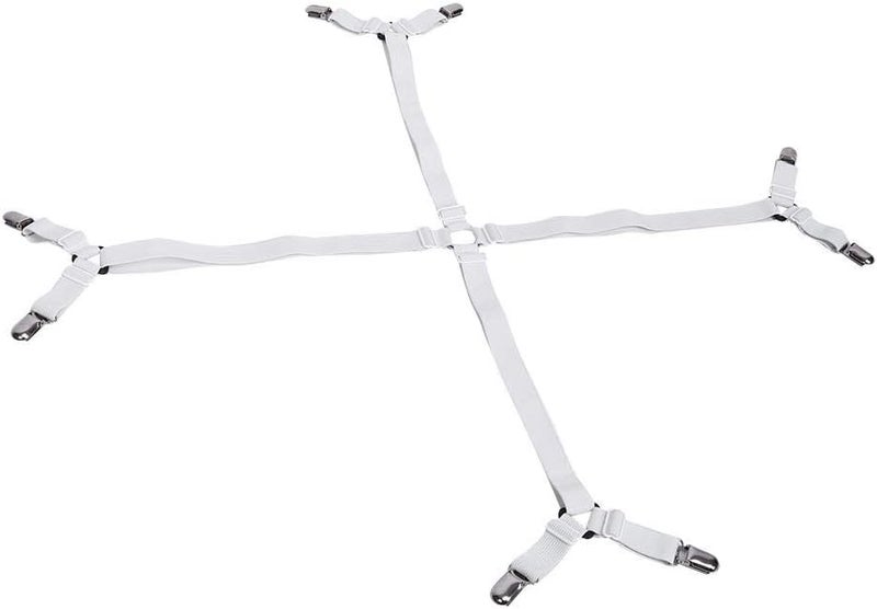 klarako 2 Colors Elastic Adjustable Sheet Clips, Bed Straps, Fasten Bed Mattress for Bedding Mattress Bed Mattress Pad Tablecloths(White) - Image 3