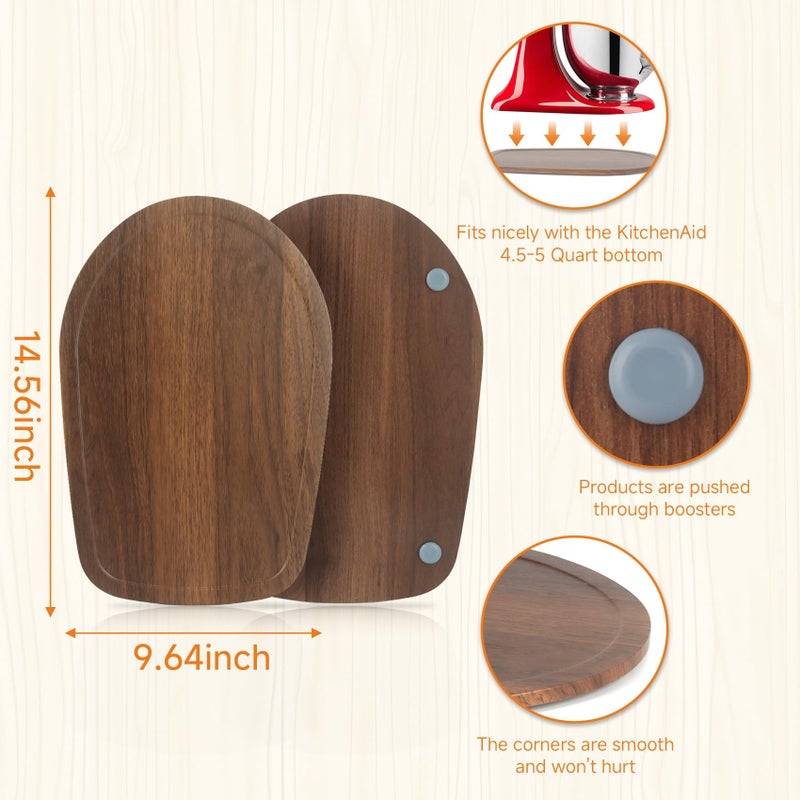 JAYOBGO Mixer Slider Mat for Kitchen Aid 4.5-5 Qt Tilt Head Stand Mixer, Wood Sliding Tray Mixer Sliders for Kitchen Aid Artisan Mixer Accessories and Attachments, Countertop Storage Brown - Image 3