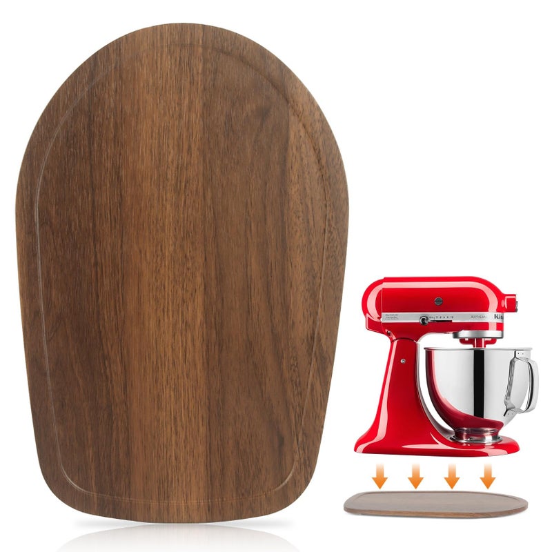 JAYOBGO Mixer Slider Mat for Kitchen Aid 4.5-5 Qt Tilt Head Stand Mixer, Wood Sliding Tray Mixer Sliders for Kitchen Aid Artisan Mixer Accessories and Attachments, Countertop Storage Brown - Image 1