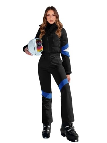 Yousify Womens Onesie Ski Suit Winter Outdoor Sports Warm Waterproof Snowsuit Color Block Jumpsuits Snow Jackets - Image 1