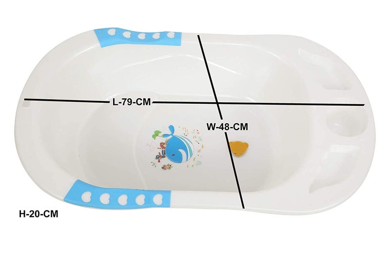 Maanit Baby's Anti Slip Big Bath Tub with Anti-Slip Grip and inbuilt Soap Case (Blue) - Image 2