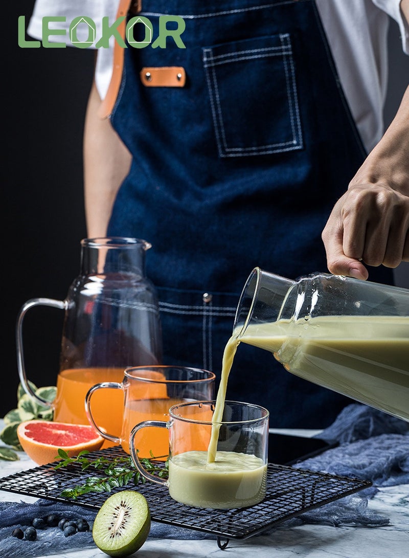 LEOKOR إبريق ماء زجاجي مشروبات إبريق ماء ساخن وبارد إبريق ماء مع كوب ١٢٠٠مل - Image 3