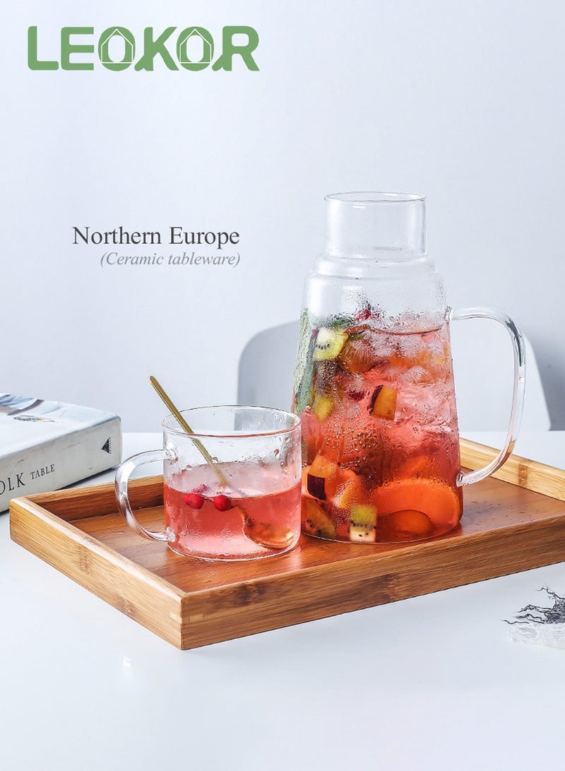 LEOKOR إبريق ماء زجاجي مشروبات إبريق ماء ساخن وبارد إبريق ماء مع كوب ١٢٠٠مل - Image 4