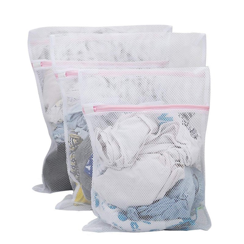 TCCO ENTERPRISE TCCO ENTERPRISE Mesh Laundry Clothes Washing Bag of 3 Heavy Duty Net with Zipper LockLingerie Bags for Laundry 1 Large 1 Medium 1 Small for Garment Underwear Sock Baby Clothes Sweater Travel Washing Machine Clothes  - Image 1