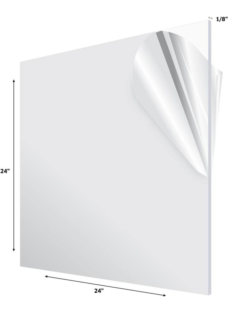 BPA - Acrylic Plexiglass Sheet - Transparent Plastic Sheeting - Durable Water Resistant & Weatherproof - Multipurpose & Ideal for Countless Uses 24 x24  1 8  Thick Clear - Image 1