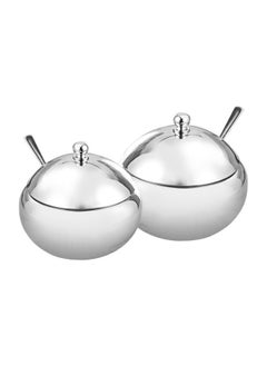 NIBEMINENT Stainless Steel Condiment Holder With Spoon Lid Silver 6.5x10centimeter  - Image 2