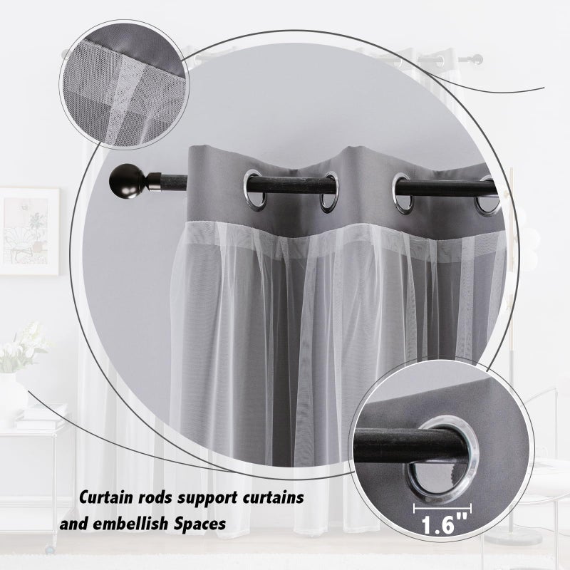 Anytime Home Curtains Blackout and Sheer Layered Solid Window Curtain Panel Pair with Grommet Top, 52Wx63L,Grey - Image 3