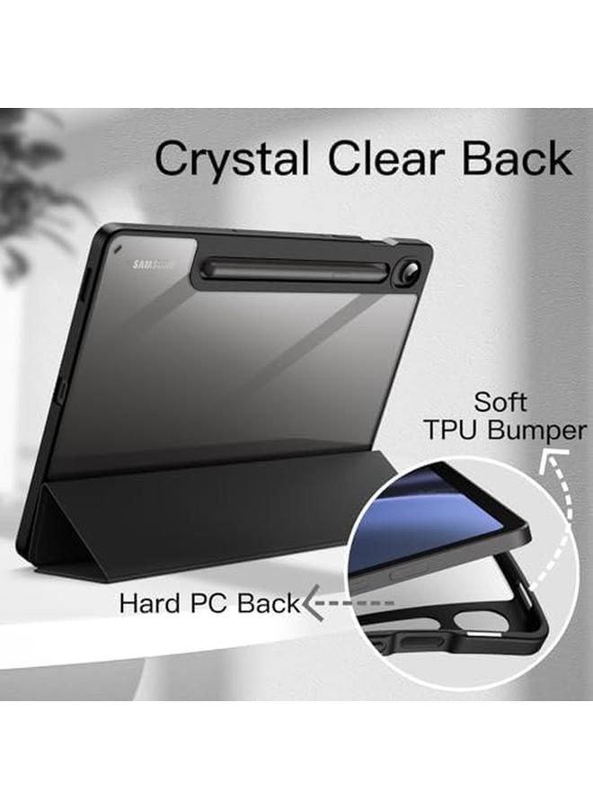 جي تيك حافظة لجهاز سامسونج جالكسي تاب S9 Fe مقاس 10.9 بوصة مع حامل قلم S، غطاء خلفي شفاف صلب من البولي كربونات مع حامل ثلاثي الطيات وخاصية الإيقاظ التلقائي والنوم (أسود) - Image 3