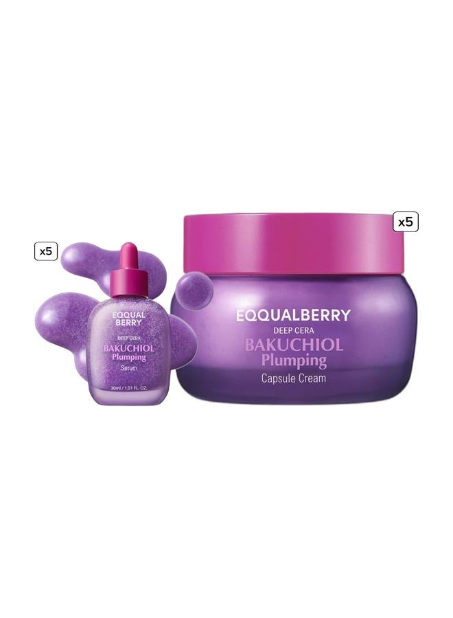 eqqualberry Bakuchiol Plumping Serum 30ml | Plant-Based Retinol Alternative Face Serum | Anti-Aging, Firming & Hydrating for All Skin Types & Bakuchiol Plumping Capsule Cream 50ml | Plant-Based Retinol Alternative Face Moisturizer | Anti-Aging, Firming & Deep Hydration Bundle - Image 1