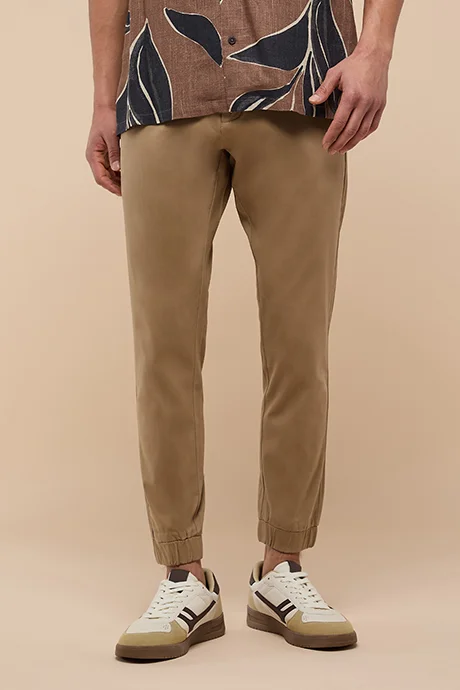 R&B Solid Jogger Pants with Drawstring Waist