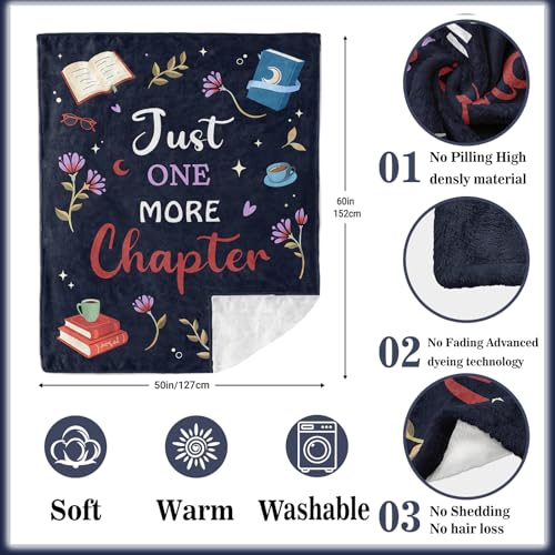 Ryubein Book Lovers Gifts, Gifts for Book Lovers Readers, Books Club Bookish Bookworm Librarian Teacher Gift, Reading Accessories, Christmas Birthday Gift for Friend Women Men, Books Reading Blanket 50" X 60" - Image 5