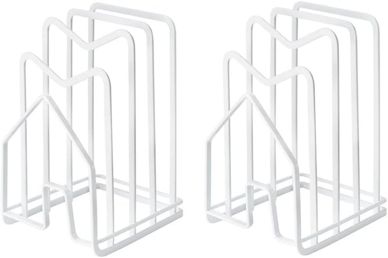 SUNFICON 2 Pack White Cutting Board Holder Rack Pot Pan Lids Holder Chopping Board Organizer Thin Bakeware Tray Dry Display Stand Kitchen Countertop Cabinet Office - Image 1