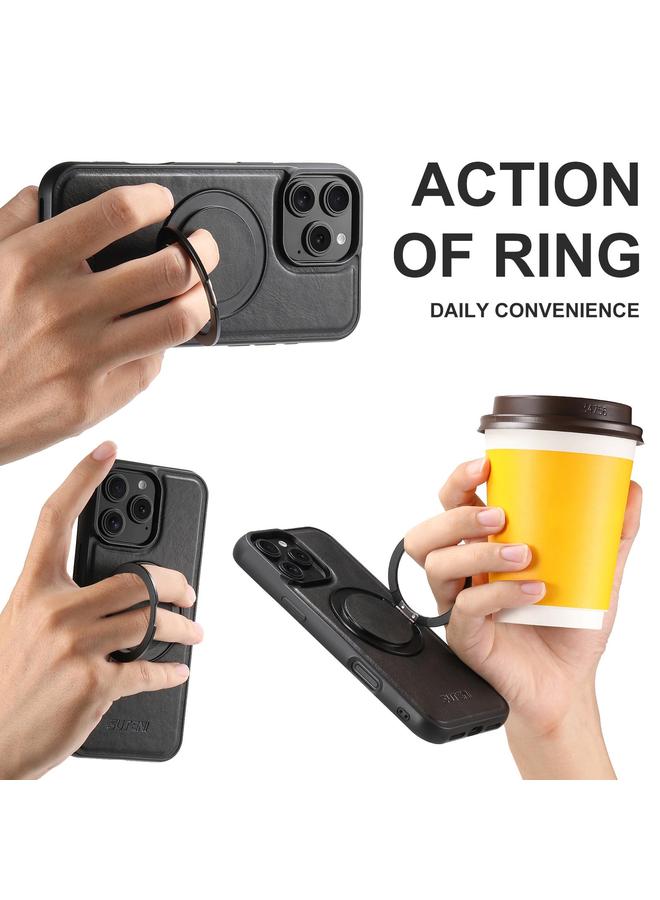 Suteni Case For iPhone 16 Pro Max G3 Oil Wax 360 Rotation Holder MagSafe Back Phone Case - Image 5