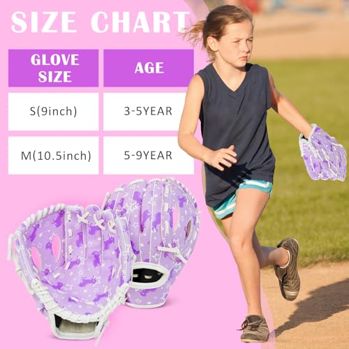 Ausletie Kids Baseball Glove, Softball Gloves, Kids Girls Toddlers Baseball Softball Mitt, 9''-10.5'' T-Ball Gloves for Training and Beginner Play, Left Hand Glove, Right Hand Throw - Image 4