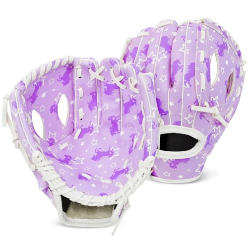 Ausletie Kids Baseball Glove, Softball Gloves, Kids Girls Toddlers Baseball Softball Mitt, 9''-10.5'' T-Ball Gloves for Training and Beginner Play, Left Hand Glove, Right Hand Throw - Image 1