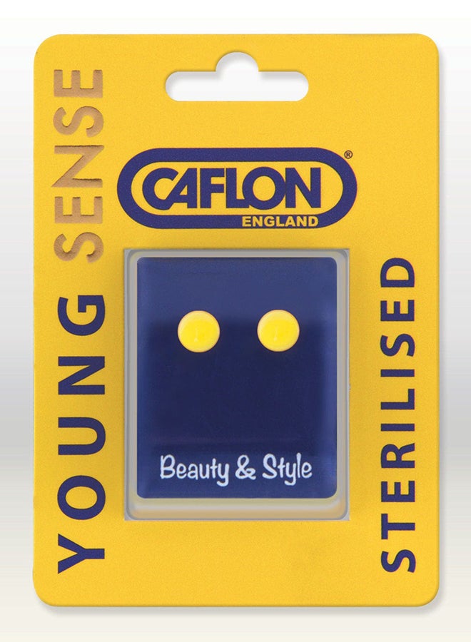 Caflon Young Sense Gold Plated Large Button Earring | Yellow