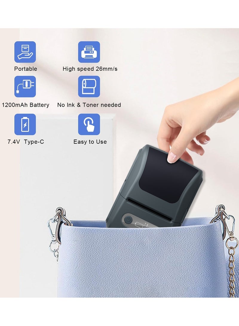Portable Bluetooth Label Maker with 50mm*60mm Thermal Tape Roll - USB Rechargeable and User-Friendly - Suitable for Office, Home, School, or Commercial Use - Ideal for Printing Labels with 12mm-57mm - Image 5