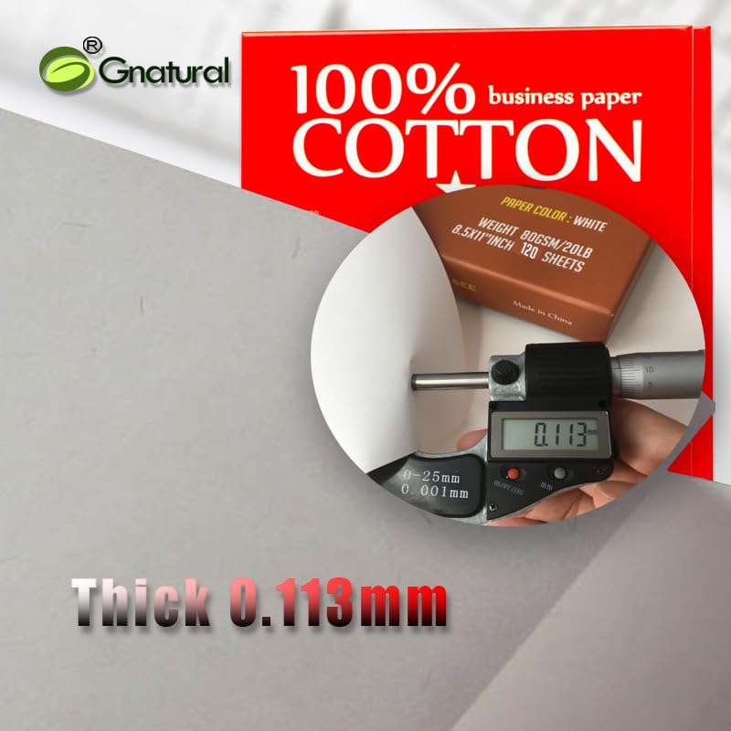 gnatural 100% Cotton, Gnatural 8.5 x 11 Inch, 20lb/80GSM,with Red & Blue Fiber, Waterproof for Inkjet and Laser Printing Paper - 120 Sheets Starch Free - Image 3