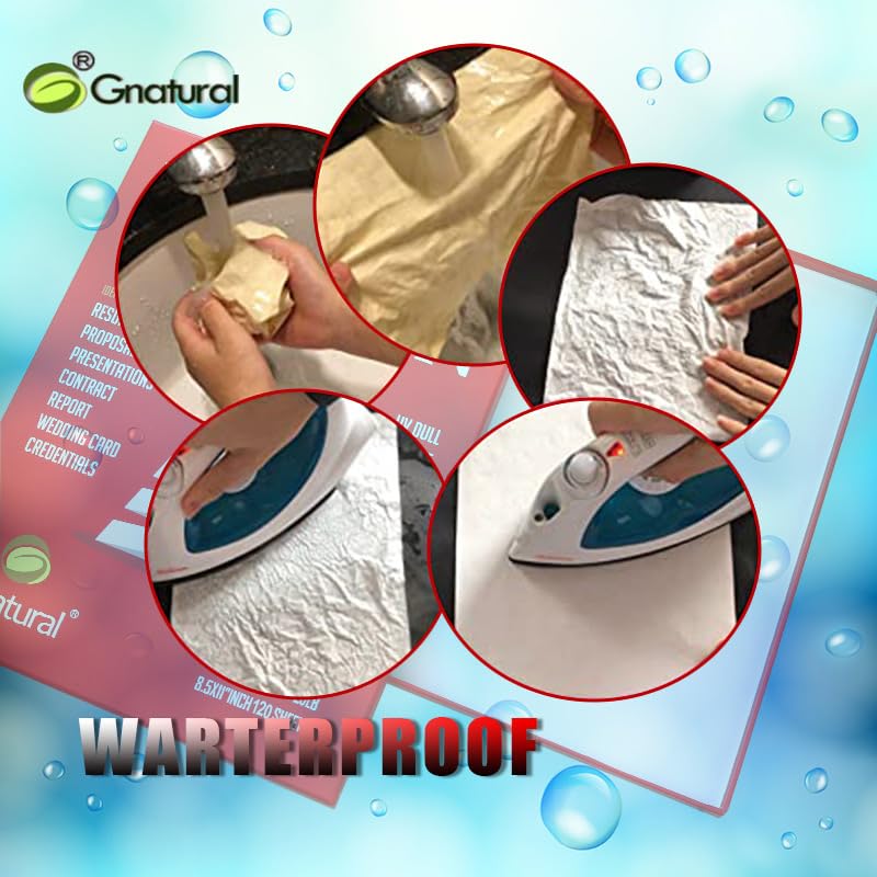 gnatural 100% Cotton, Gnatural 8.5 x 11 Inch, 20lb/80GSM,with Red & Blue Fiber, Waterproof for Inkjet and Laser Printing Paper - 120 Sheets Starch Free - Image 5