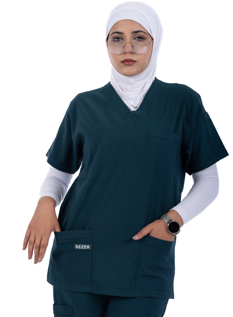 sezer Women's Caesar Scrub - Soft cotton in gingham for your brilliance and comfort every work day! - Image 3