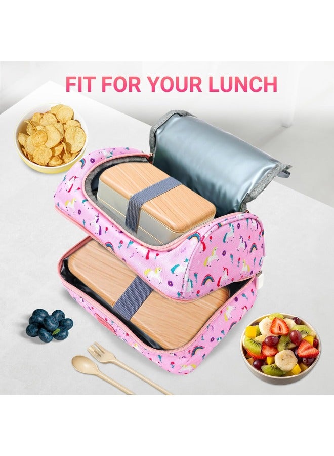 Bamboo Bark Insulated Lunch Bag for Kids - 100%  High Quality Polyester - Double Insulated Lunch Tote with Top Handle & Extra Storage for School, Work, Picnics - 2 Compartments - Image 3